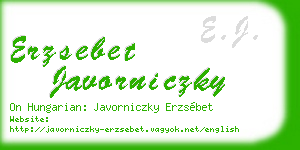 erzsebet javorniczky business card