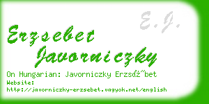 erzsebet javorniczky business card